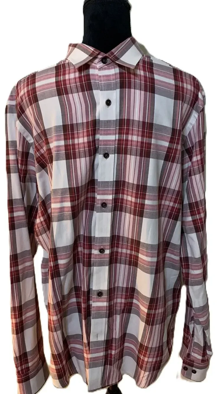 Banana Republic Shirt Gray Blue Print Standard Fit Soft Wash Men's Large